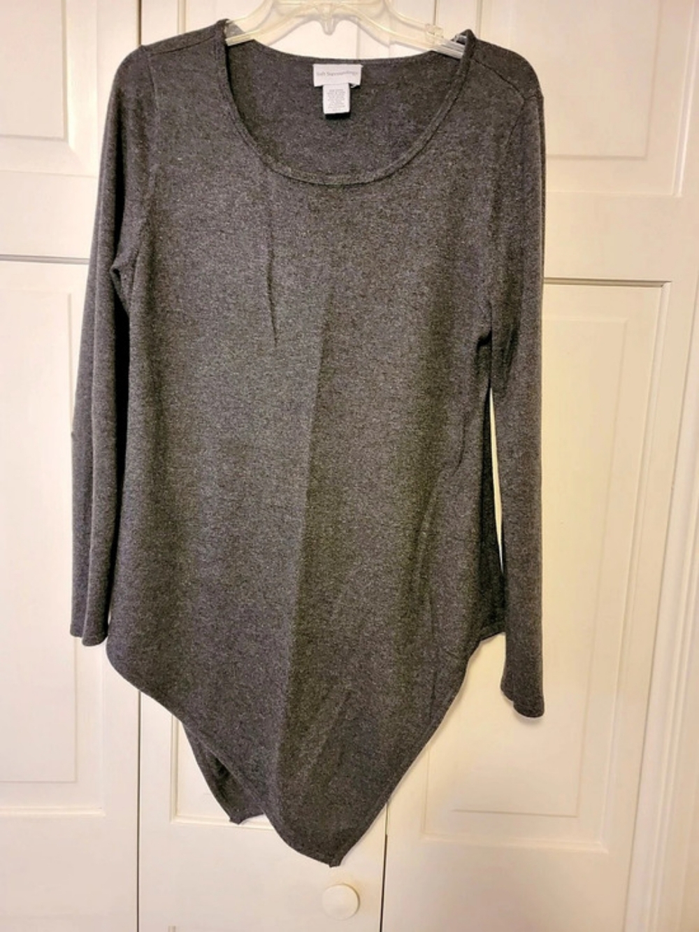 Soft Surroundings Long Sleeve Pointed Hem Tunic Gray Long Sleeve Tunic Size L